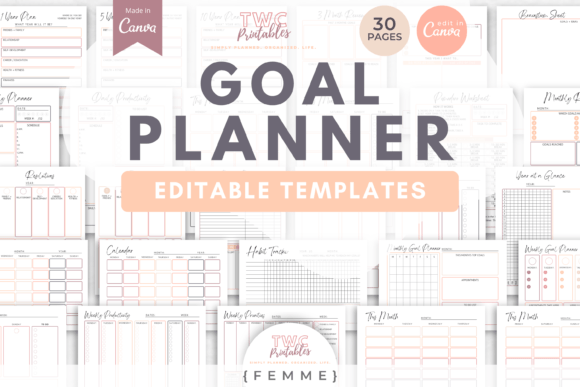 Achieve Your Goals with FEMME Goal Planner Canva Templates