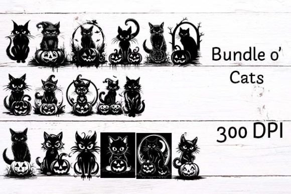Bundle O' Halloween Cats: Spooky-Cute Design Assets