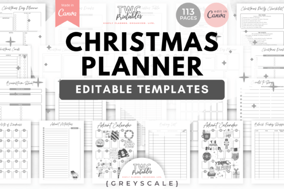 Mastering the Greyscale Aesthetic with Christmas Planner Canva Templates