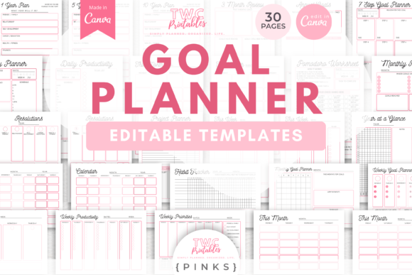 Organize Your Ambitions with Goal Planner Canva Templates | PINKS