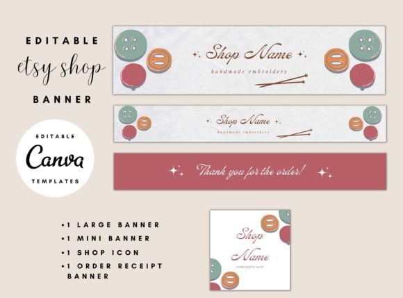 Professional Etsy Shop Branding with Embroidery Shop Templates