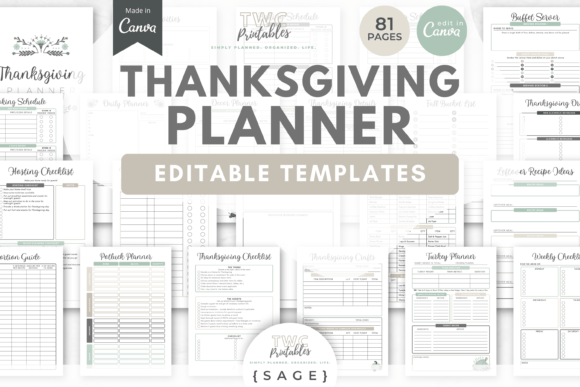 Sage & Serenity: The Ultimate Thanksgiving Planner for Canva